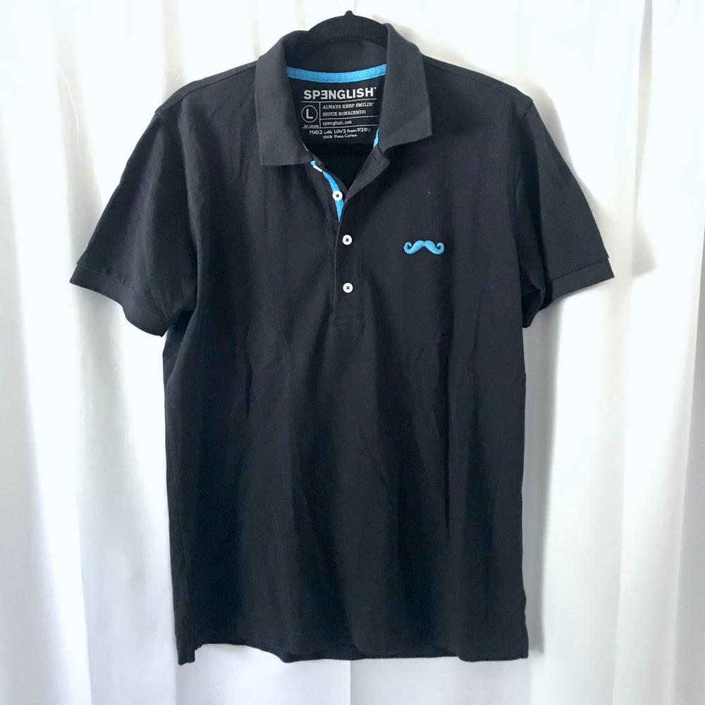 Spenglish Moustache Embroidered Polo Shirt